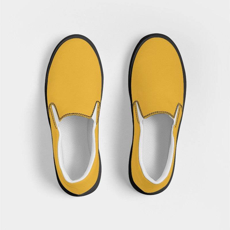 Lightning Yellow Men's Slip-On Canvas Sneakers (YO1-CL-ME) - Top