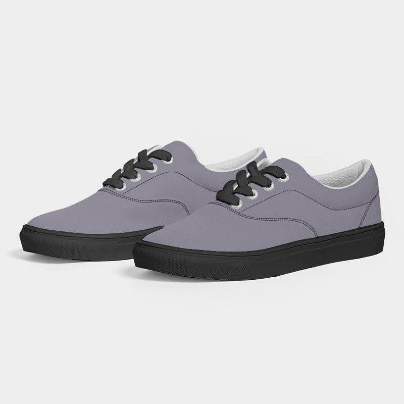 Lilac Gray Women's Canvas Sneakers (PU-NE-ML) - Side 3
