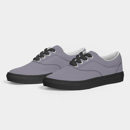 Lilac Gray Women's Canvas Sneakers (PU-NE-ML) - Side 3