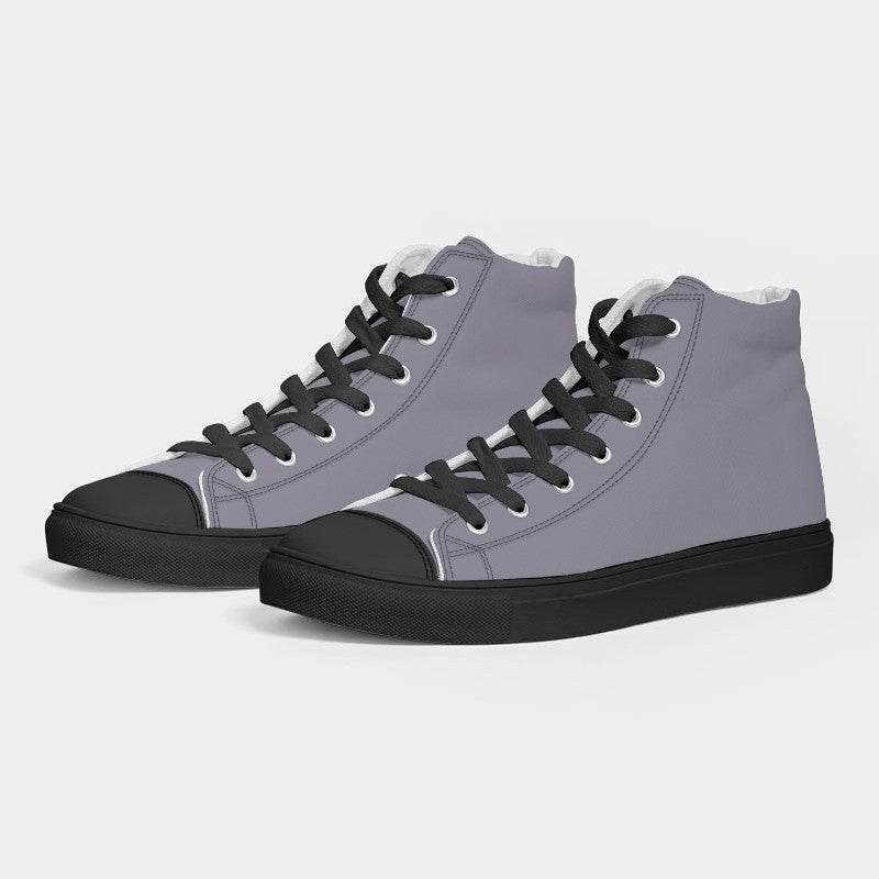 Lilac Gray Women's High-Top Canvas Sneakers (PU-NE-ML) - Side 3
