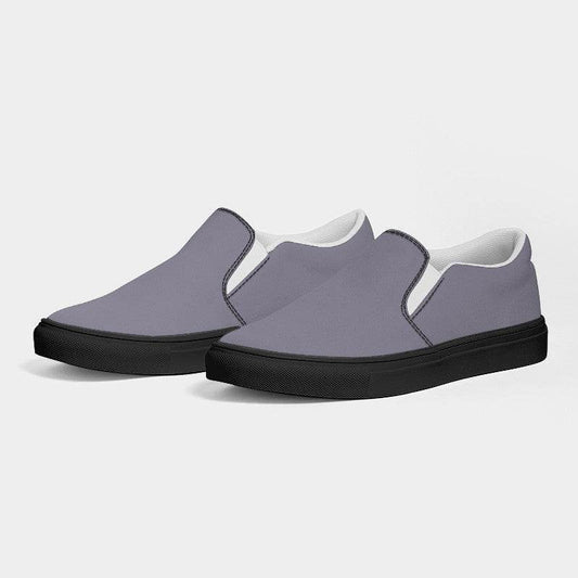 Lilac Gray Women's Slip-On Canvas Sneakers (PU-NE-ML) - Side 3