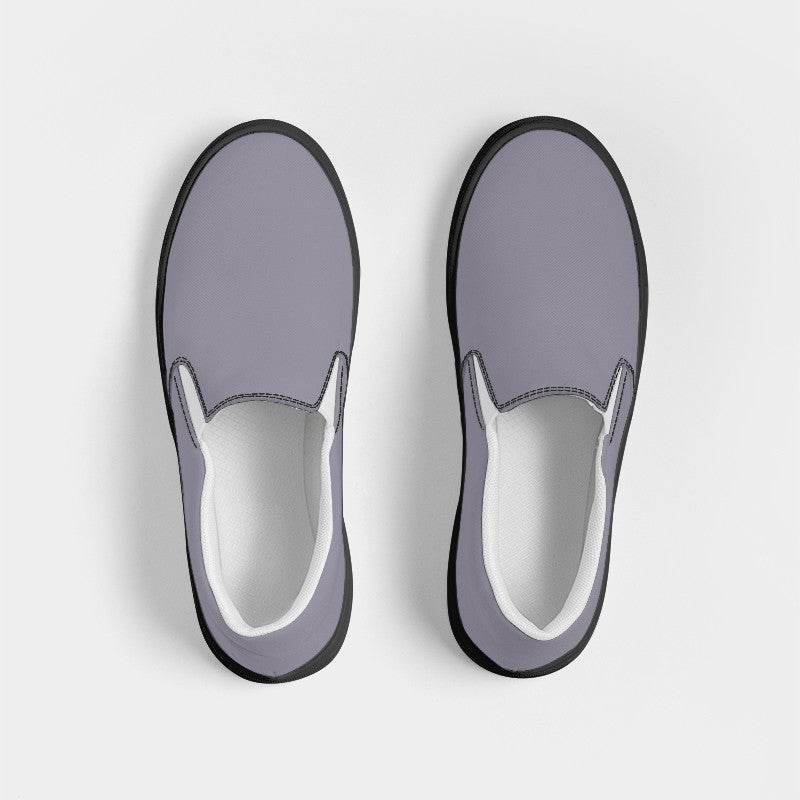 Lilac Gray Women's Slip-On Canvas Sneakers (PU-NE-ML) - Top