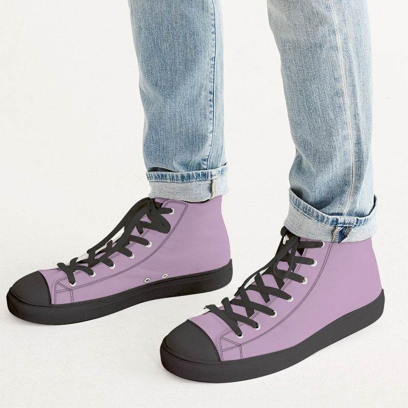Lilac Men's High-Top Canvas Sneakers (M-FM-LG) - Man CloseUp