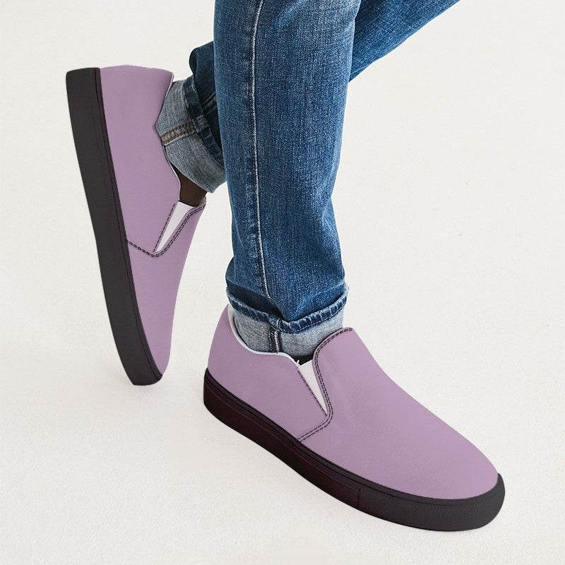 Lilac Men's Slip-On Canvas Sneakers (M-FM-LG) - Man CloseUp