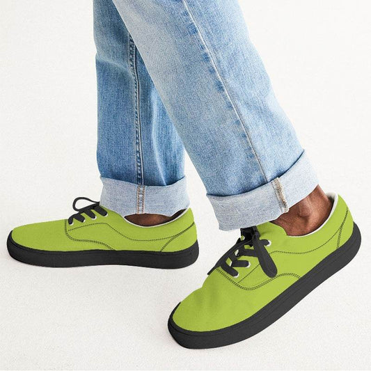 Lime Men's Canvas Sneakers (L-BR-ME) - Man CloseUp