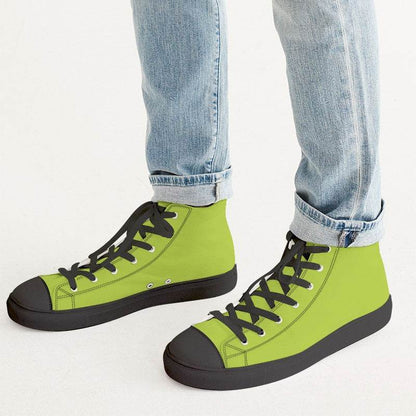 Lime Men's High-Top Canvas Sneakers (L-BR-ME) - Man CloseUp