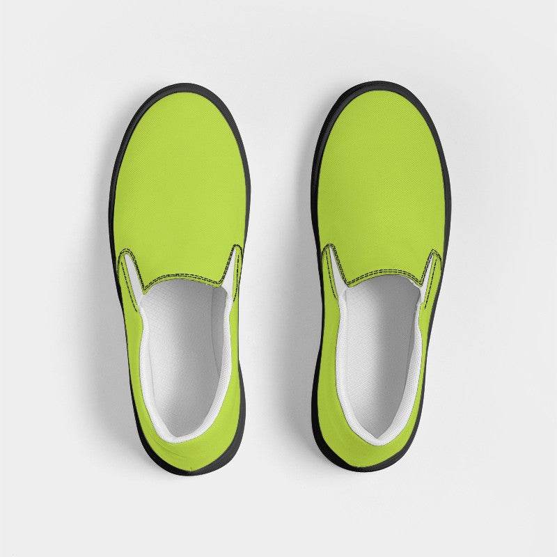 Lime Men's Slip-On Canvas Sneakers (L-BR-ME) - Top