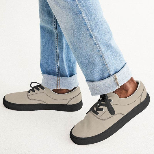 Linen Men's Canvas Sneakers (YO2-NE-LG) - Man CloseUp