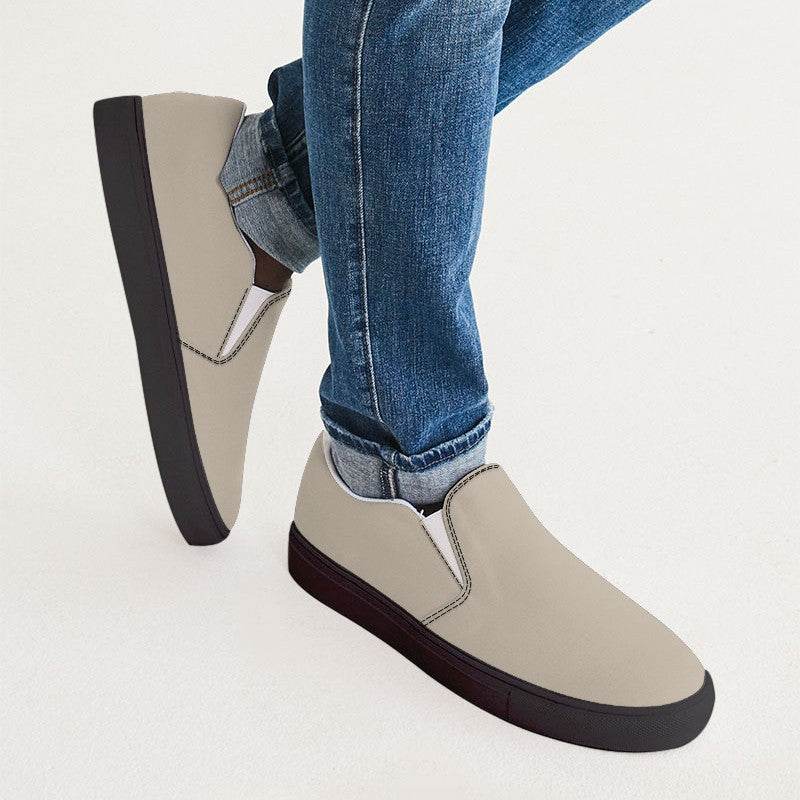 Linen Men's Slip-On Canvas Sneakers (YO2-NE-LG) - Man CloseUp