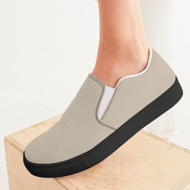 Linen Women's Slip-On Canvas Sneakers (YO2-NE-LG) - Woman CloseUp