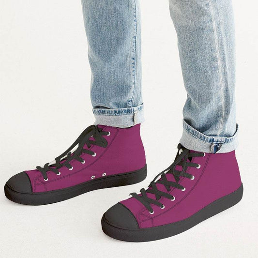 Magenta Rose Men's High-Top Canvas Sneakers (PIM1-ME-DE) - Man CloseUp