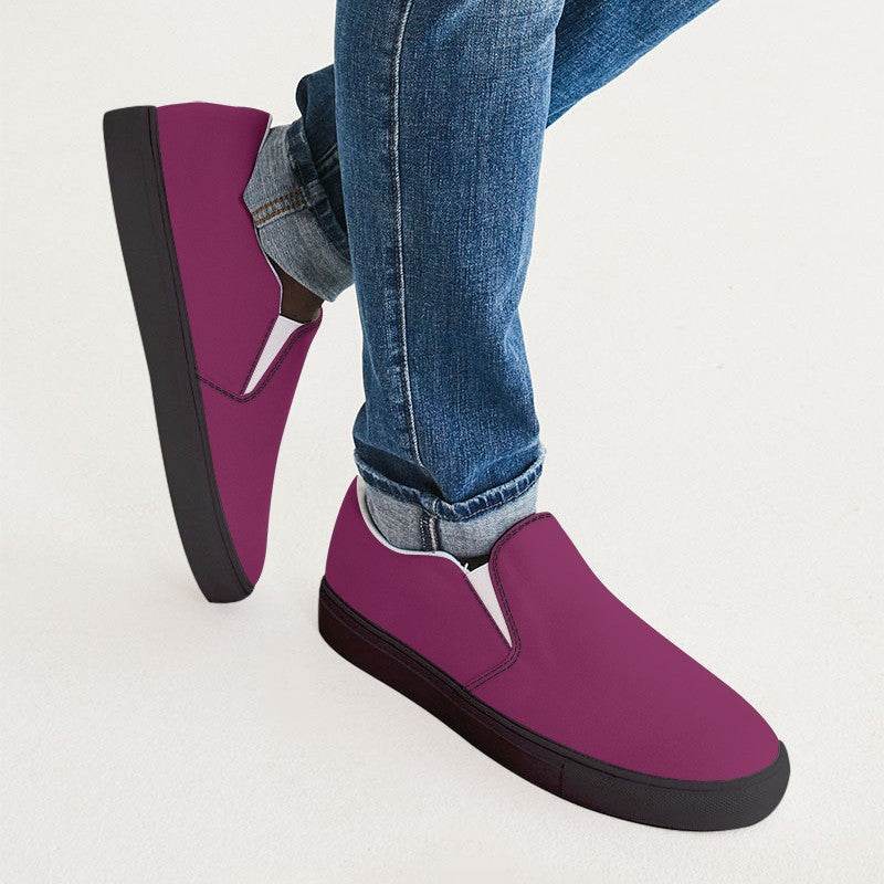 Magenta Rose Men's Slip-On Canvas Sneakers (PIM1-ME-DE) - Man CloseUp