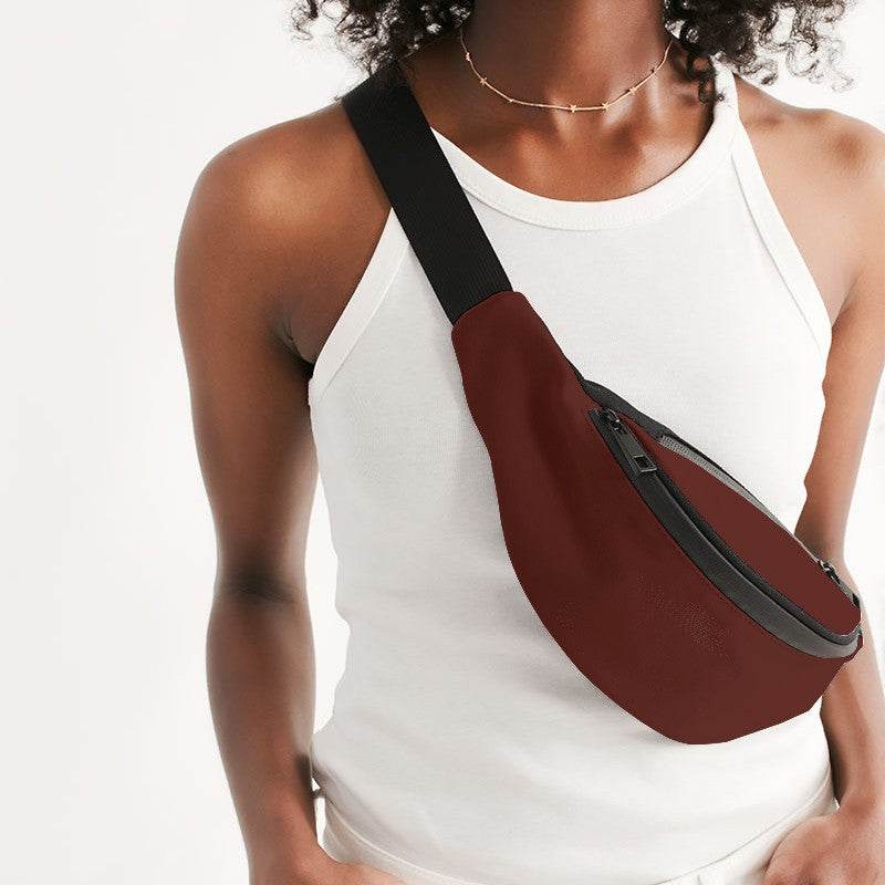 Maroon Belt Bag (R-MU-DE) - Woman Front CloseUp