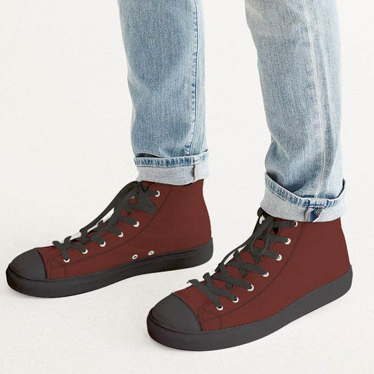 Maroon Men's High-Top Canvas Sneakers (R-MU-DE) - Man CloseUp