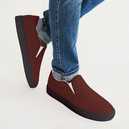 Maroon Men's Slip-On Canvas Sneakers (R-MU-DE) - Man CloseUp