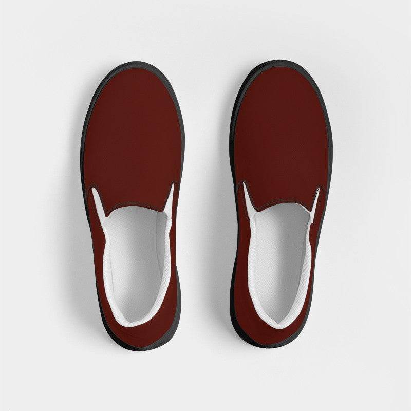 Maroon Men's Slip-On Canvas Sneakers (R-MU-DE) - Top
