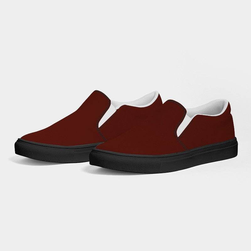 Maroon Women's Slip-On Canvas Sneakers (R-MU-DE) - Side 3