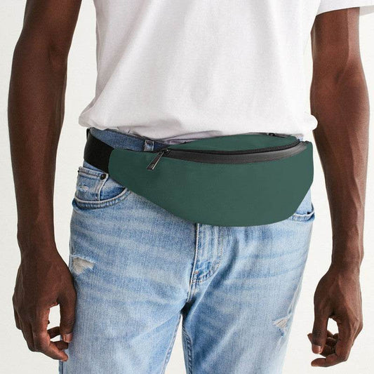 Medium-Dark Fully-Muted Blue-Green Belt Bag (BG-FM-MD) - Man Front CloseUp