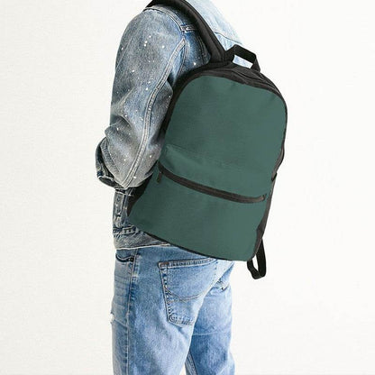 Medium-Dark Fully-Muted Blue-Green Canvas Backpack (BG-FM-MD) - Man Back CloseUp