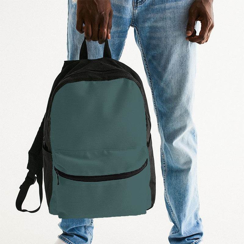 Medium-Dark Fully-Muted Blue-Green Canvas Backpack (CBG2-FM-MD) - Man Holding