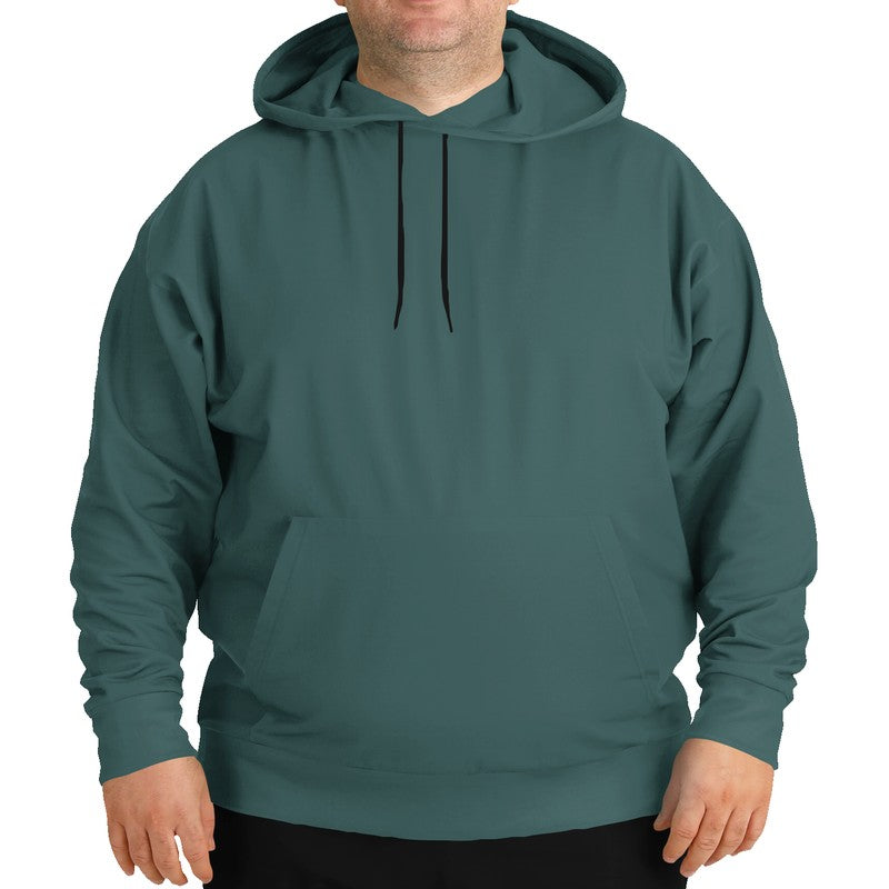 Medium-Dark Fully-Muted Blue-Green Hoodie PLUS (CBG2-FM-MD) - Man Front PLUS