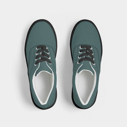 Medium-Dark Fully-Muted Blue-Green Men's Canvas Sneakers (CBG2-FM-MD) - Top