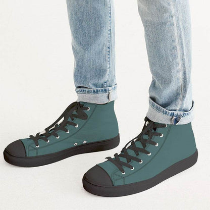 Medium-Dark Fully-Muted Blue-Green Men's High-Top Canvas Sneakers (CBG2-FM-MD) - Man CloseUp