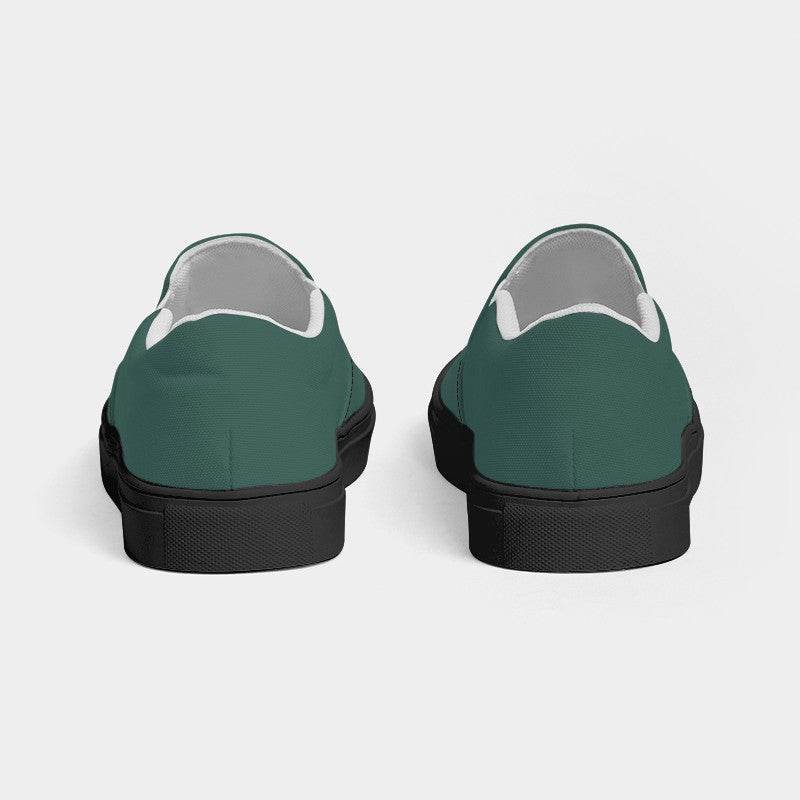 Medium-Dark Fully-Muted Blue-Green Men's Slip-On Canvas Sneakers (BG-FM-MD) - Back