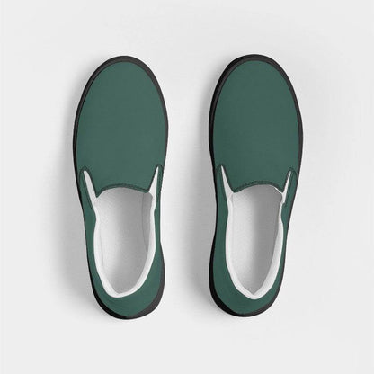 Medium-Dark Fully-Muted Blue-Green Men's Slip-On Canvas Sneakers (BG-FM-MD) - Top