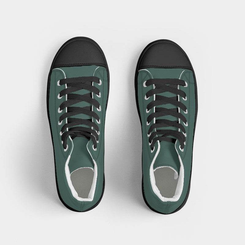 Medium-Dark Fully-Muted Blue-Green Women's High-Top Canvas Sneakers (BG-FM-MD) - Top