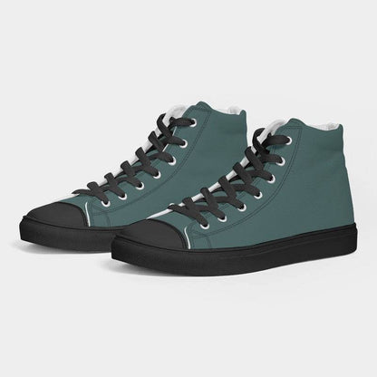 Medium-Dark Fully-Muted Blue-Green Women's High-Top Canvas Sneakers (CBG2-FM-MD) - Side 3