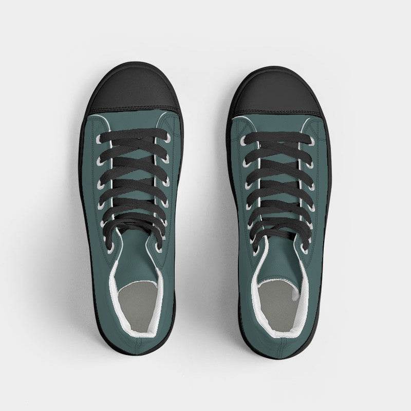Medium-Dark Fully-Muted Blue-Green Women's High-Top Canvas Sneakers (CBG2-FM-MD) - Top
