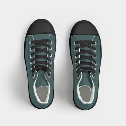 Medium-Dark Fully-Muted Blue-Green Women's High-Top Canvas Sneakers (CBG2-FM-MD) - Top
