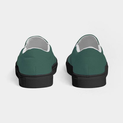 Medium-Dark Fully-Muted Blue-Green Women's Slip-On Canvas Sneakers (BG-FM-MD) - Back