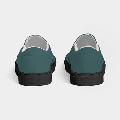 Medium-Dark Fully-Muted Blue-Green Women's Slip-On Canvas Sneakers (CBG2-FM-MD) - Back