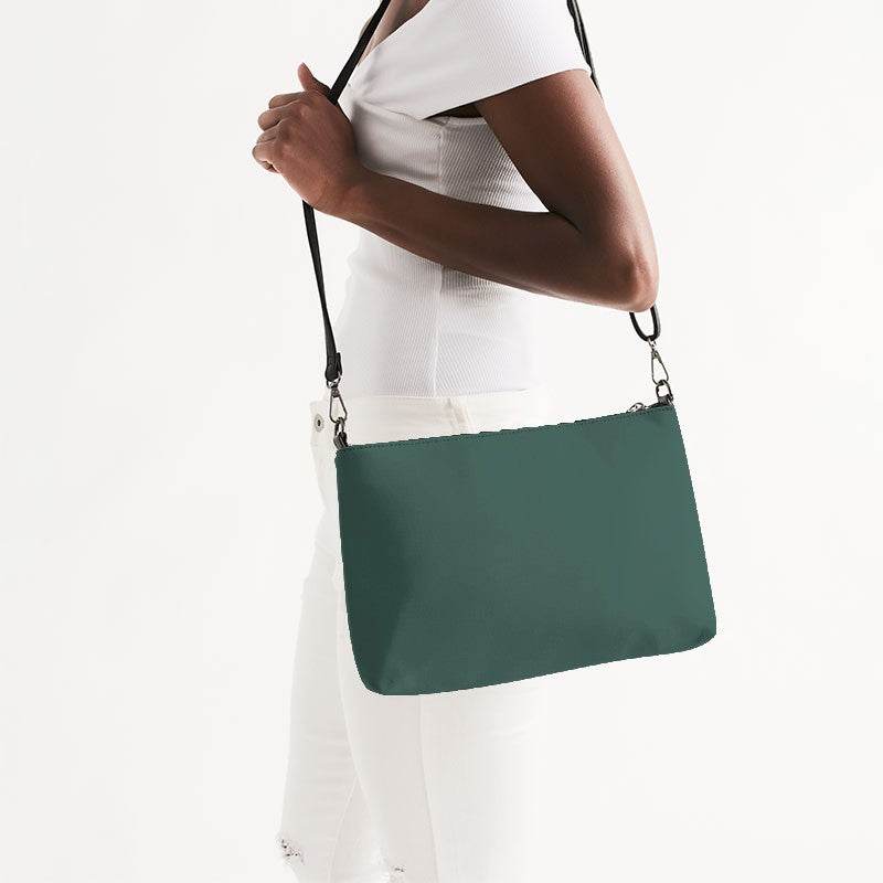 Medium-Dark Fully-Muted Blue-Green Zip Pouch (BG-FM-MD) - Side CloseUp