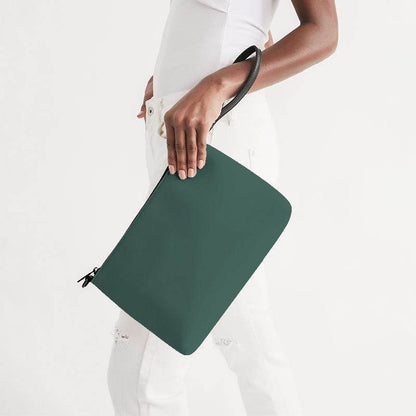 Medium-Dark Fully-Muted Blue-Green Zip Pouch (BG-FM-MD) - Side Holding