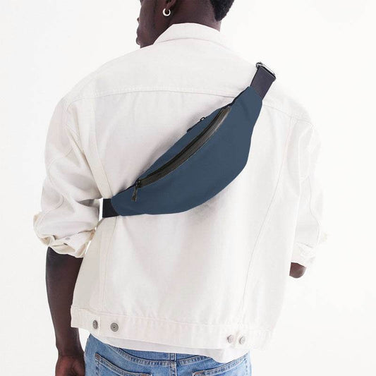 Medium-Dark Fully-Muted Blue Belt Bag (IB2-FM-MD) - Man Back