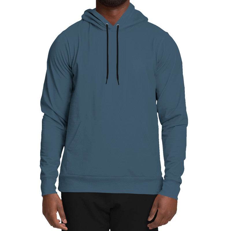 Medium-Dark Fully-Muted Blue Hoodie (B-FM-MD) - Man Front