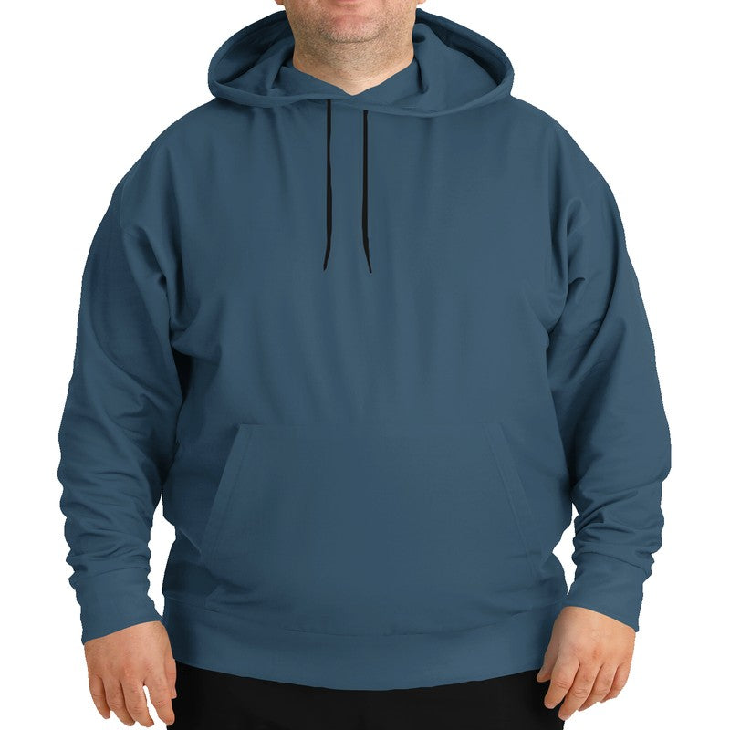 Medium-Dark Fully-Muted Blue Hoodie PLUS (B-FM-MD) - Man Front PLUS