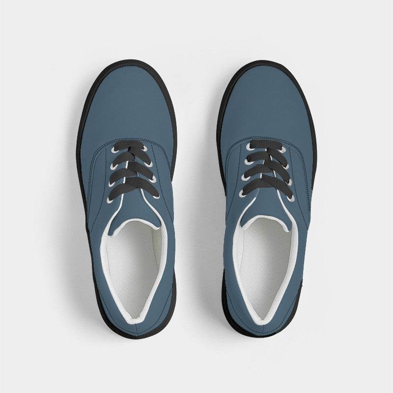 Medium-Dark Fully-Muted Blue Men's Canvas Sneakers (B-FM-MD) - Top