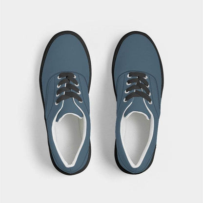 Medium-Dark Fully-Muted Blue Men's Canvas Sneakers (B-FM-MD) - Top
