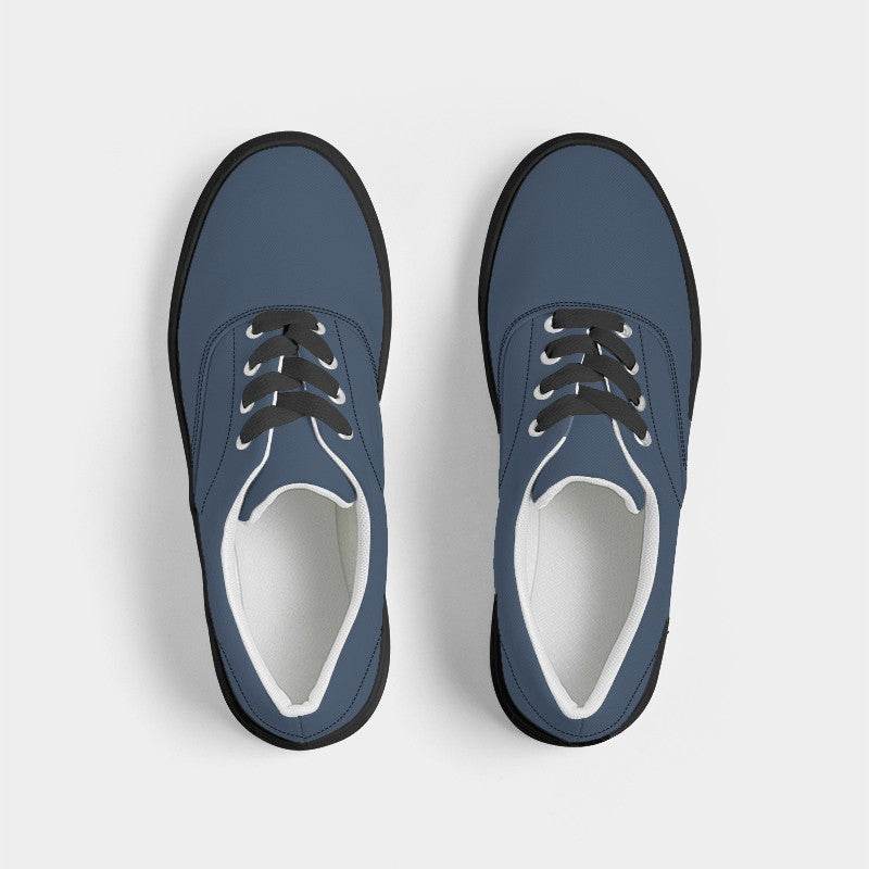 Medium-Dark Fully-Muted Blue Men's Canvas Sneakers (IB2-FM-MD) - Top