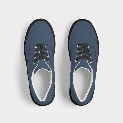 Medium-Dark Fully-Muted Blue Men's Canvas Sneakers (IB2-FM-MD) - Top