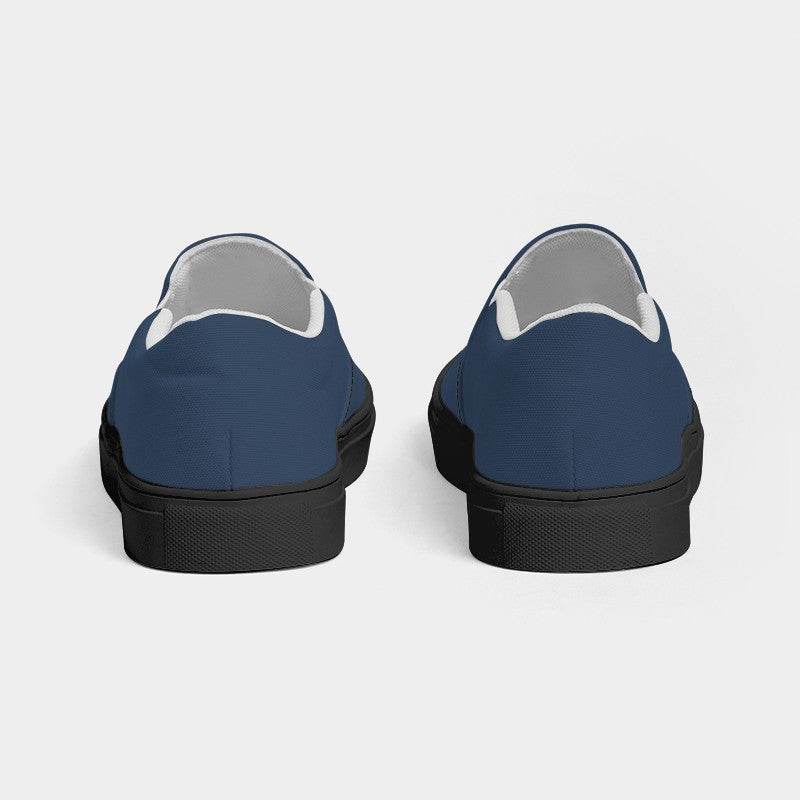 Medium-Dark Fully-Muted Blue Men's Slip-On Canvas Sneakers (IB2-FM-MD) - Back