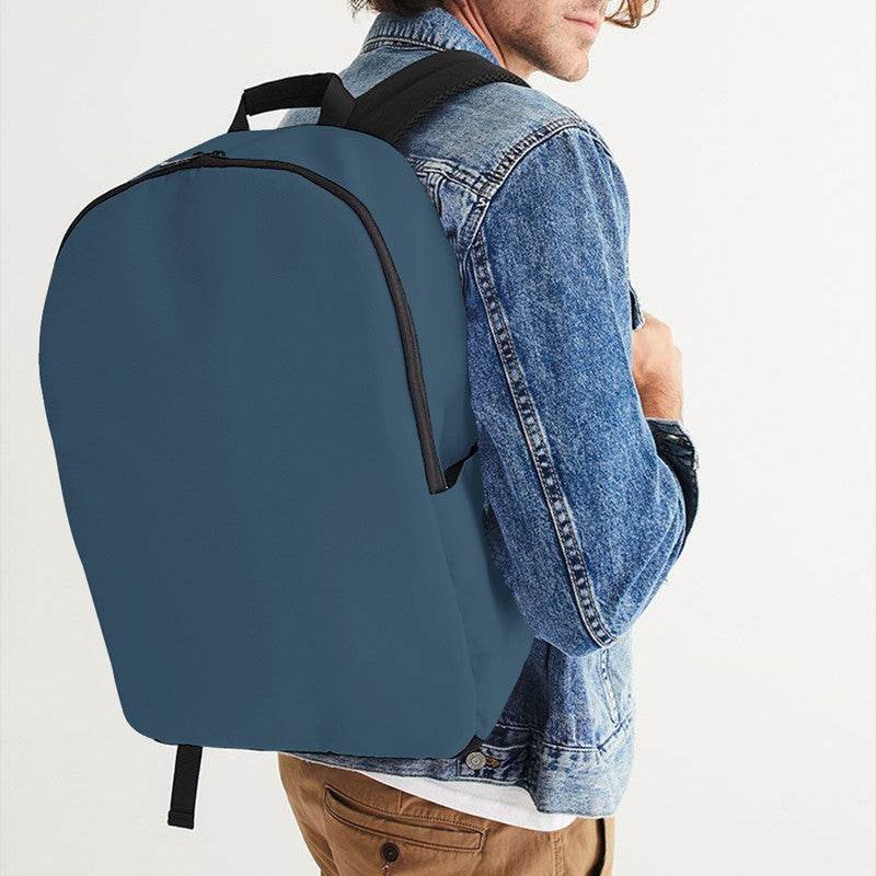 Medium-Dark Fully-Muted Blue Waterproof Backpack (B-FM-MD) - Man CloseUp