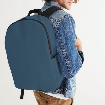 Medium-Dark Fully-Muted Blue Waterproof Backpack (B-FM-MD) - Man CloseUp