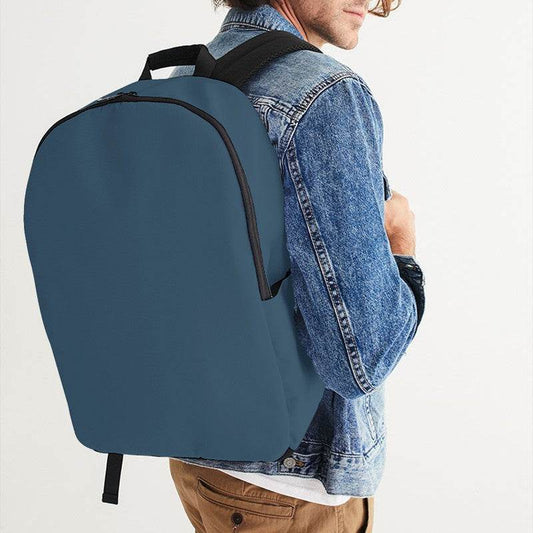 Medium-Dark Fully-Muted Blue Waterproof Backpack (B-FM-MD) - Man CloseUp