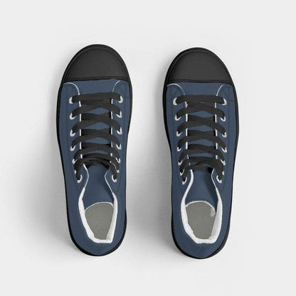 Medium-Dark Fully-Muted Blue Women's High-Top Canvas Sneakers (IB2-FM-MD) - Top