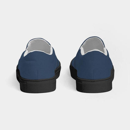 Medium-Dark Fully-Muted Blue Women's Slip-On Canvas Sneakers (IB2-FM-MD) - Back